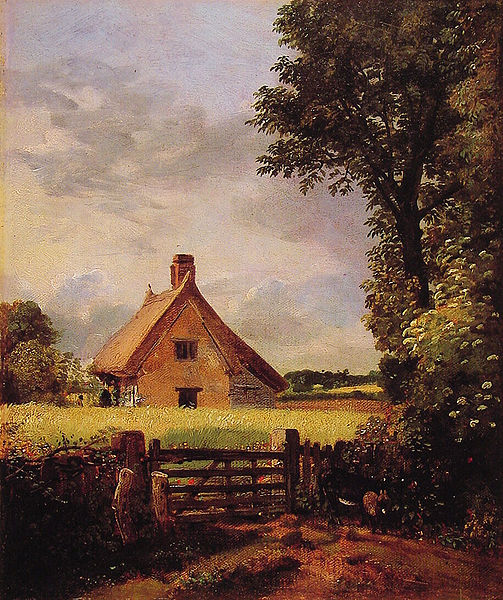 cottage in a cornfield by john constable